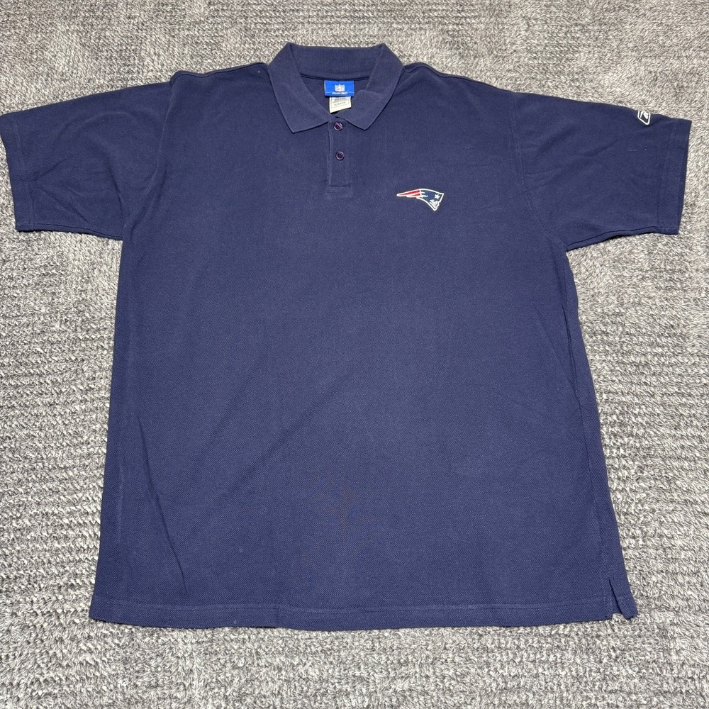 Reebok New England Patriots NFL Mens Polo Shirt XL Navy Blue Cotton Short Sleeve